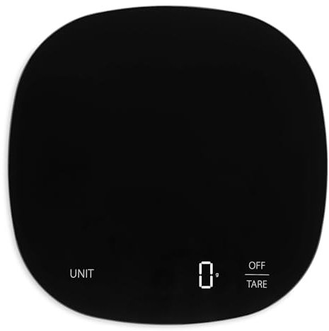 Báscula digital de cocina con capacidad de carga de 15 kg, báscula de gramo precisa, gran pantalla con números luminosos, incluye pilas AAA, diseño redondeado, color negro