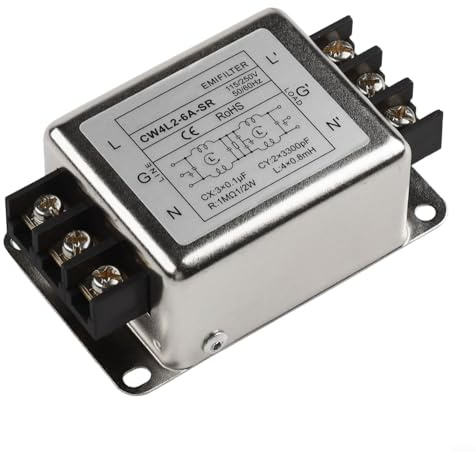 URPIZY CW4L2 Einphasen Zweistufiges Netzfilter 3A/6A/10A/20A SR Silber Industrie Elektronische Komponenten EMV Filter Kompaktes Design Vielseitige Anschlüsse Für Haushaltsgeräte Automatisierung(10A)