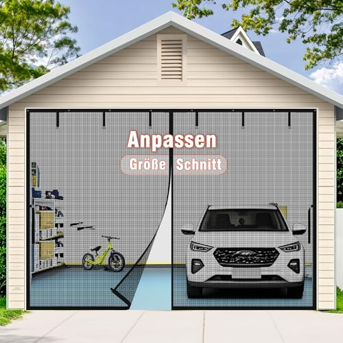 MAGZO Zanzariera magnetica per garage su misura, misura 380 – 410 cm, protezione dagli insetti rinforzata resistente agli animali domestici, per garage, zanzariere anti-graffio e resistente ai graffi