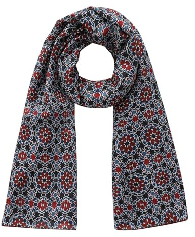 Färgglad naturlig sidenscarf | stor storlek halsduk (180 x 65 cm) | sommar tunn halsduk för män och kvinnor | nack-, hår- eller axeltillbehör, Vinröd/blå, 180 x 65 cm