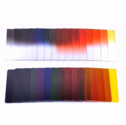 Camera Filters, Camera Lens Filters Square Insert Lens Set 24 Color ND Panchromatic Gradient 42 Piece Filter(A set of 24 color chips)