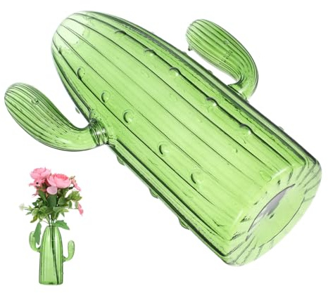VICASKY Vaso Idroponico da Tavolo Forma di Cactus in Vetro Vaso per Casa Decorazione Centrotavola Contemporanea per Fiori e Piante