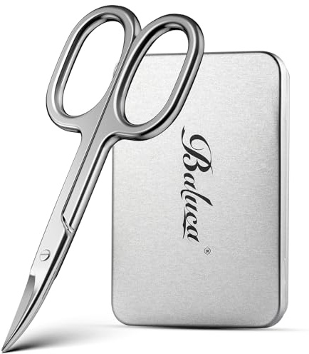 BALUCA Professional Curved Nail Scissors - 3.5 Precision Cuticle & Toenail Scissor for Women & Men, Grooming Scissors for Eyebrow & Mustache with Travel Case
