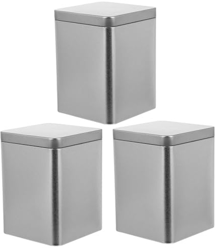 Alipis Caja Metálica para Té 3 Piezas 80 Mm Alta Tapón Interior Mate Plateado, Recipiente de Almacenamiento de Hierro para Hogar y Comercio, Caja Portátil Multiuso para Té y Dulces
