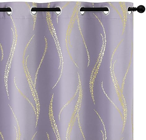 Yakamok 84 Inches lilac Blackout Curtains with Dots Silver Bedroom | Thermal Insulated Lightblocking Drapes Room Darkening for Living Room, 2 Panels,Grommet Top ,52W x 84L