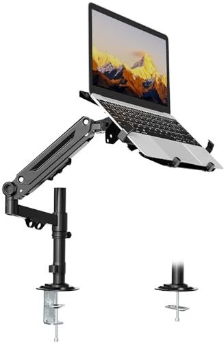 PUTORSEN Soporte de Brazo para portátil 18'' y Monitor 17-40'' | Capacidad de carga máxima de 12 kg, soporte para monitor con bandeja para portátil, VESA 75/100 mm