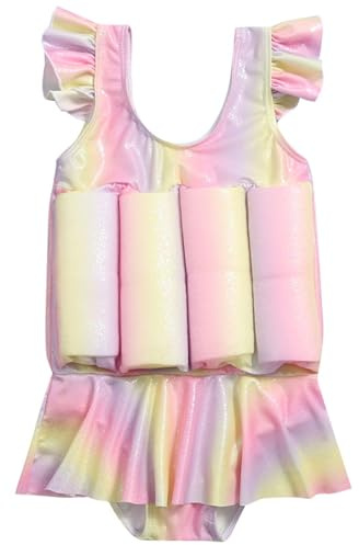 Bañador Natacion Niña | Traje de Baño Flotante Infantil para Niñas con Diseño de Arcoíris Tela Elástica Cómoda Verano Playa