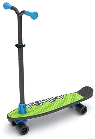 Chillafish Skatieskootie Einsteiger Skateboard und Tretroller mit abnehmbarem Lenker in einem, mehrere Deck & Heck Farboptionen, Kinder Alter 5 +, Schwarz