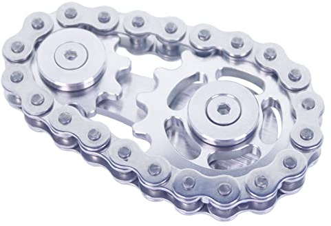 DMaos Fidget Spinner, Linkage Bike Chain Spinner Design 2 växlar Figity Spin Finger Spel, Metall rostfritt stål hållbar mekanik med släta lager, Figit Toy för vuxna barn - Silver