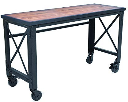Duramax Rolling Industrial Worktable Desk with solid wood to for Home, Office, Garage, Workshop and more, Heavy duty reinforced Multipurpose Rolling table furniture, 150 Kg capacity, 158 x 61 x 94 cm