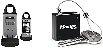 Master Lock Schlüsseltresor + Ausziehbares Schlüsselkabel [Kombination] [Einstellbarer Bügel] [Wetterfest] 5420EURD – Schlüsselkasten Select Access