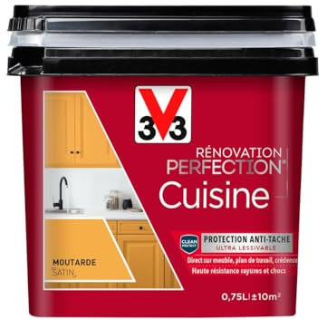 V33 Peinture de rénovation cuisine, Rénovation perfection Moutarde satin 750ml