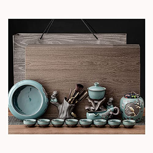 KISOARTWQ Set Tazze da tè teiera Giapponese teiera Ceramica Servizio da teiera Pigro Design con Mulino a Pietra Automatico Teiera in Ceramica Fatta a Mano ， Cerimonia del tè Giapponese Kung