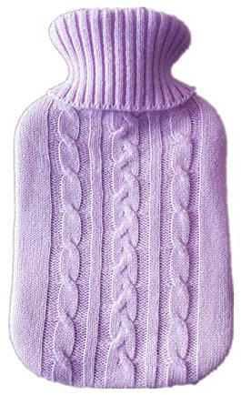 Omenlucker Wärmflaschenbezug Stricken, Geeignet für 2-Liter Wärmflasche, Langlebig, Lila, Knitted Warm Bottle Compress, Mittel, Strickmaterial
