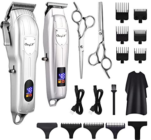 CkeyiN Cortapelos Profesional para Hombres,Recargable USB Maquina Cortar Pelo,Cortapelos Inalámbrico Batería 1200mAh Cortador Barba de Pelo Peluqueros Kit,Recortador Pelo Barba Kit Familia Peluqueros