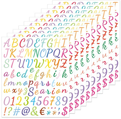 REEKNOKOL 10 Bögen Buchstaben-Sticker Alphabet-Sticker, Alphabet-Zahlen- Bunte - und Zahlen- Selbstklebende Buchstaben- für Kinder, Dekoration & mehr