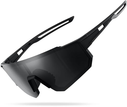 suoso Sportbrille-Sonnenbrille Herren-Damen-Fahrradbrille-Sunglasses men-Polarisiert-UV400-Damen-Ski Sonnenbrille-Schnelle Brille Rave-Radfahren-Fahrrad-Angeln-Rennrad brille 4-Schwarz grau