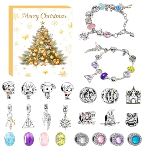 Schmuck Adventskalender 2025 Frauen Mädchen mit 24 Überraschungen Charms Armband Anhänger Weihnachtscountdown Weihnachtskalender Charms Set Geschenk für Damen Mädchen