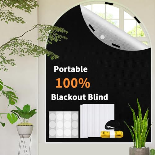 100% Blackout Blind,Total Blackout Window Film Fits 200X145CM Stick on Blackout Blinds for Windows Fits Any Size Shape Window.Portable Window Blackout Curtains with 30X Nano Tape