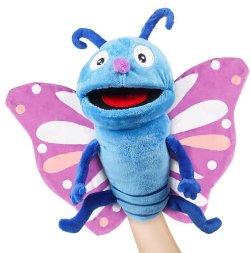 Quahzify Handpuppe Schmetterling, Tierhandpuppen für Kinder, Schmetterling Handpuppe Plüsch Spielzeug, Kinderhandpuppe Plüschspielzeug für Rollenspiele, Geburtstagsgeschenke