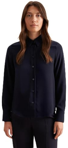 Silkesdekal dam regular fit långärmad blus, blå, 38