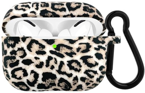 Hülle Case Kompatibel mit AirPods Pro 2, AirPods Pro, Ästhetisches Leopardenmuster Hülle aus Silikon Kompatibel für Frauen und Mädchen mit Karabiner, Stoßfeste, Léopard Dunkelbraun