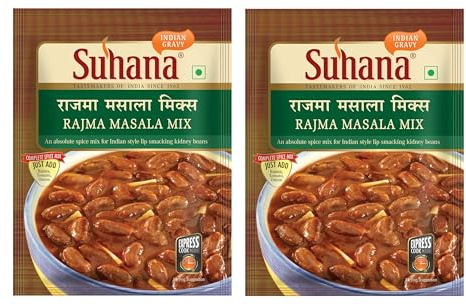 Suhana Spices Mix Powder (Box) - Curry Masala Recipe Mixes Casserole Seasoning Herbs - Simplifies & Speeds Up Cooking Process (Pack of 2, Suhana Rajma masala 100g)