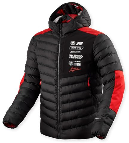 REV'IT! Payload Heritage - Chaqueta de motocicleta para hombre (negro/rojo, L)