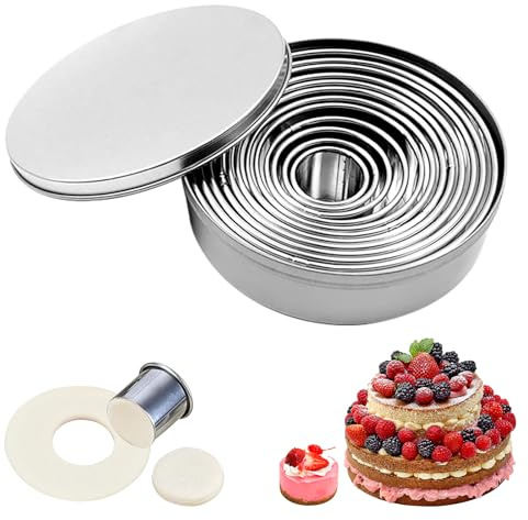 Set med kakskärare för runda kakor, metalliska kakskärare för bakning (12)