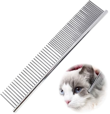 Peigne pour animaux domestiques en acier, peigne pour chats et chiens à poils longs et courts, toilettage professionnel pour chat, chien, lapin, renard, facile à utiliser (19 x 3,5 cm)