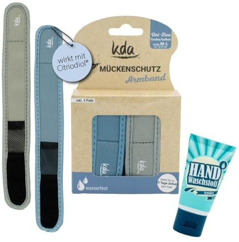 kda Mückenschutzarmbänder Uni DUO Erwachsene + GRATIS Waschstoff - 2 Armbänder und 4 Nachfüller pro Packung - Mückenschutz Moskito Insektenschutz Outdoor Wandern Camping Sport DEET frei