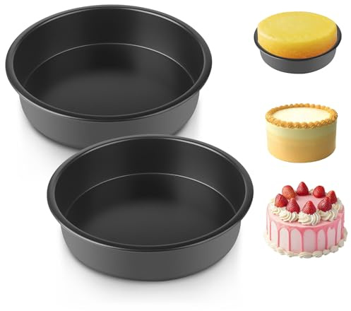 PENCHUAN Backform Rund 2er Set, 20 cm Kuchenform mit Gesund Antihaftbeschichtung Edelstahlkern Rund Kuchenform,Torten form Leicht zu Lösen für Kuchen/Brownie/Lasagne