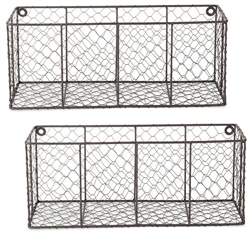 DII Chicken Wire Collection Farmhouse Vintage Wall Baskets, Medium Basket, Vintage Grey