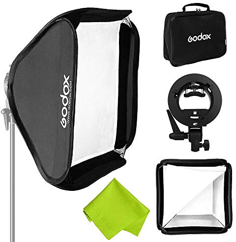 Godox 60 x 60 cm Faltbare Universal-Softbox mit S-Typ-Speedlite-Halterung für Flash Bowens, Elinchrom-Halterung, richtungsverstellbar