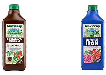 Maxicrop POPGS61L Original Seaweed Extract, Organic Plant Growth Stimulant, 1L, Concentrate & PPSI61L Sequestered Iron, Natural Seaweed Extract Plus 2% Iron, 1L, Concentrate