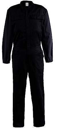 DINOZAVR Ultra Overall Herren Arbeitskleidung - Rallyekombi Overall mit Verstecktem Reißverschluss, Zwei Oberen Taschen, Zwei Fronttaschen, Elastische Bündchen, Elastischer Bund Schwarz XL