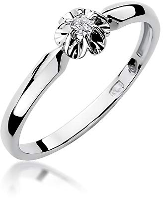 Damen Solitär Versprechen Ring Verlobungsring Antragsring 585 14k Gold Weißgold natürlicher echt Diamant Brillanten