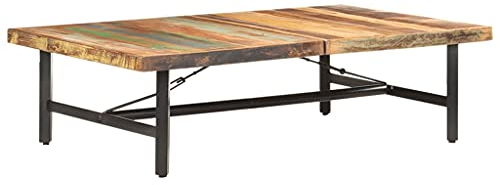 vidaXL Couchtisch Rustikal Beistelltisch Wohnzimmertisch Kaffeetisch Sofatisch Teetisch Tisch 142x90x42cm Altholz Massiv Eisenbeine