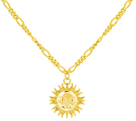 Brandlinger ® Halskette Damen Silber 925. Kette Sonne. Kette Damen vergoldet mit 18 Karat (Silber und Gold), Schmuck für Frauen und Mädchen. Kettenlänge verstellbar 40-45cm.