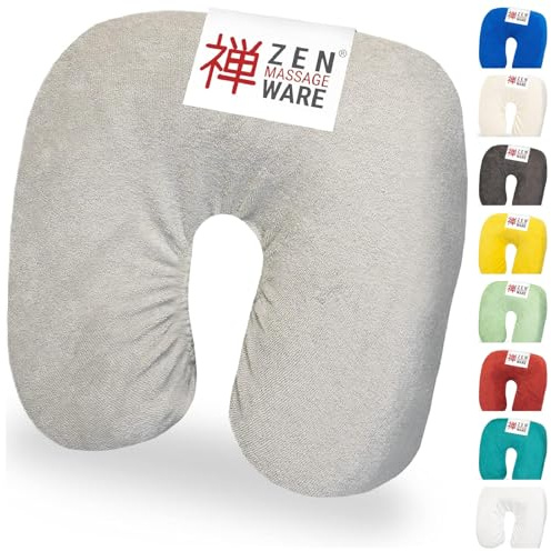 Zen Massageliege Kopfteil Bezug für Kopfpolster von Kosmetik- & Therapieliegen, bei 60° waschbare & Flauschige Frottee Spann- Kopfstützenbezüge für Nackenhörnchen aus Baumwolle, (Grau)