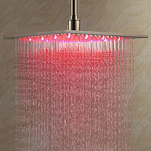 Moderne 40 x 40cm Luxus LED Regendusche Einbau-Duschkopf Deckenbrause Quadrat Überkopfbrause 3 LED Farbe: Chrom