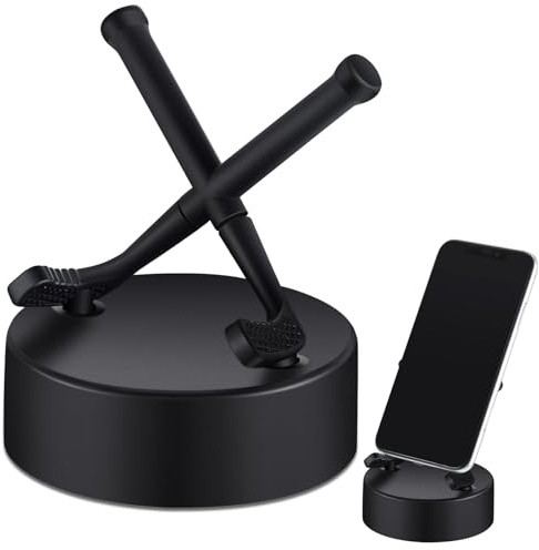 Dunzy Hockey Puck Phone Stand Hockey Cell Phone Stand Universal Smartphone Holder for Desk Accessories Home Office Desktop, Compatible with Most Mobile Phones(2 Pcs)