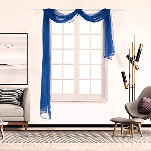 SCHOAL Voile Querbehang Transparenter Freihandbogen Uni Freihanddeko einfarbig Deko Gardinen Dekoschals Vorhang Wohnzimmer Gardinenschals 1 Stück HxB 90x300cm Blau #1