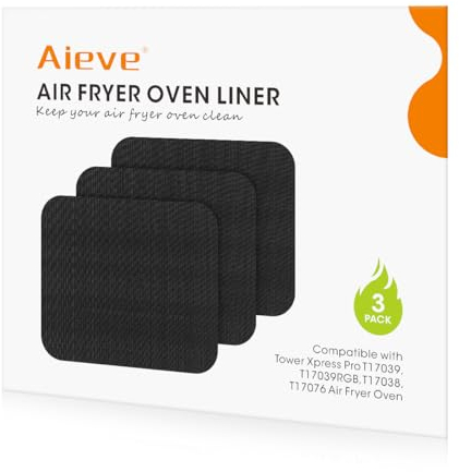 Aieve Air Fryer Oven Liner for Tower, 3 PCS Non-Stick Oven Liners for Bottom of Oven Compatible with Tower Xpress Pro T17039, T17039RGB, T17038, T17076 11L