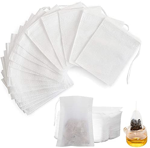 Teebeutel,200 Stück Einweg Teebeutel mit Kordelzug Teebeutel Leeres,für Tee Obsttee Teeblumen Gewürz Kräuterpulver,10 * 15cm