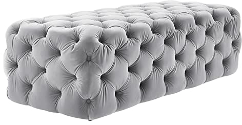 Samt Im Eingangsbereich Osmanische Bank, Getuftete Gepolstert Ende der Bettbank, Modern Gepolstert Hocker mit Fußstütze für Wohnzimmer Schlafzimmer(100x45x40cm(39x18x16inch), Gray)