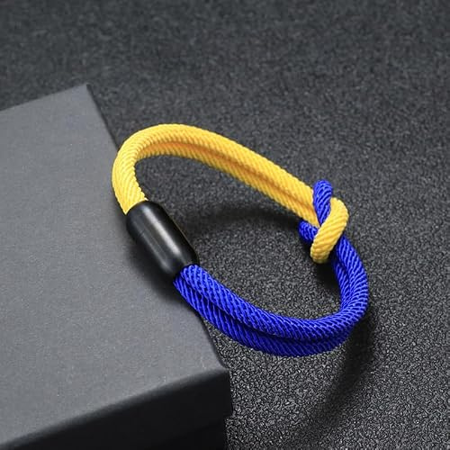 WIRMEC Läderarmband New Colorblock armband rostfritt stål gult blått reparmband med ukrainsk symbol brasiliansk flagga färg