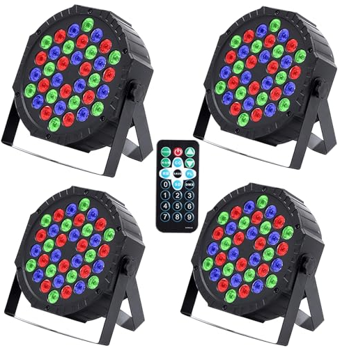 4 Pezzi Par LED, 36 LED Luce da Palcoscenico RGB con 5 Modalità di Controllo e Telecomando Discoteca Luci per Feste, bar, Natale, Palcoscenico, Halloween, Matrimonio