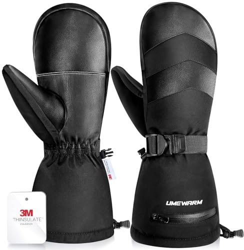 UMEWARM Winter Ski Mittens for Men & Women with Fleece Glove Liners, Waterproof Winter Ski Gloves Made with 3M C100 Insulation