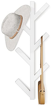 LOFTPLUS Garderobenhaken Metall Kleiderhaken Wand - 41cm Vertikale Garderobenleiste mit 6 Haken, Garderoben Haken für Hängen Sie Jacken, Mäntel, Hüte, Schals und Handtaschen(Weiß)